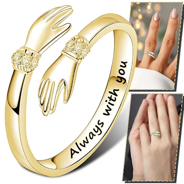 Fashion Hug Ringe Justerbar Åben Ring Kvinder Temperament Personlighed Kreativ Kærlighed Hug Ring Elsker Mo Silver