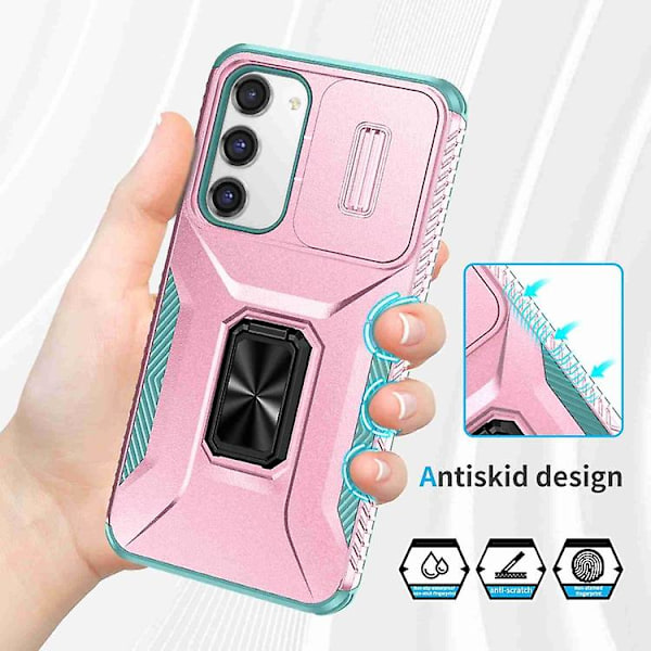 Til Samsung Galaxy S23+ 5g Skydende Camshield Holder Mobiltelefon Etui Pink * Grey Green