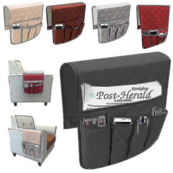 Sofa Armlene Caddy Organizer Fjernkontrollholder Sofa Stol Bord Skap Oppbevaringspose Plassbesparende Coffee
