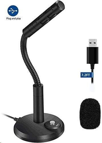 USB Dator Mikrofon, USB PC Mute-knapp med LED-indikator Plug & Play Mac / Windows-kompatibel