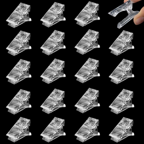 20 kpl Nail Tips Klipsit nopeaan rakentamiseen polygeelikynsien muotoihin Nail Tips Clip kynsien pidennykseen Tee itse-manikyyrityökalu