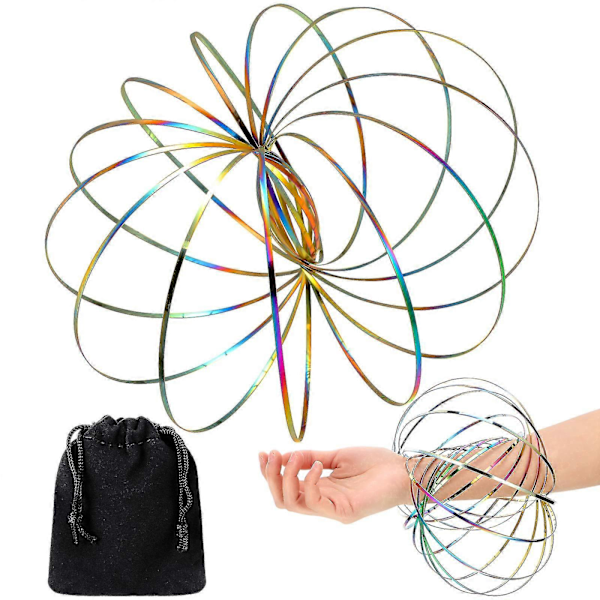 Flow Rings Leksaker 3D Arm Fjäder Magisk Flow Ring Rostfritt Stål Multi Sensorisk Pedagogisk Och Interaktiv Fjäderleksak