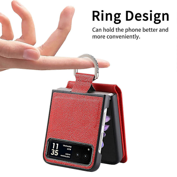 Litchi Texture Leather Ring Wallet Phone Case For Motorola Razr Red