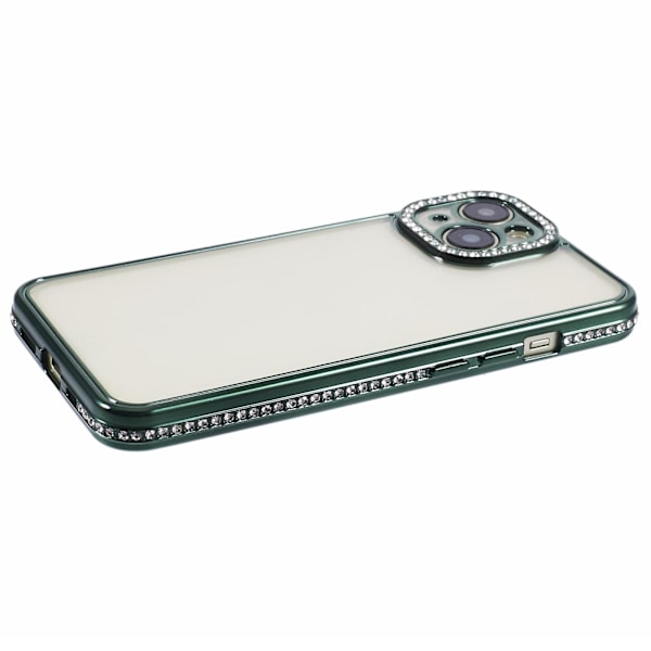 Beskyttende deksel med rhinestones til iPhone 14 - TPU-slank telefondeksel Midnight Green