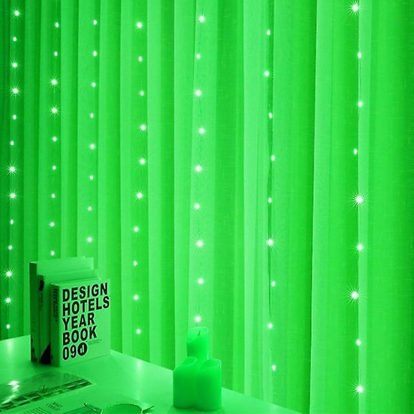 6x3M Nyårs Garland LED Gardin Garland på Vinduet USB Festoon Fairy Lights med Fjernbetjening Led Lys Julepynt Green 3Mx3M