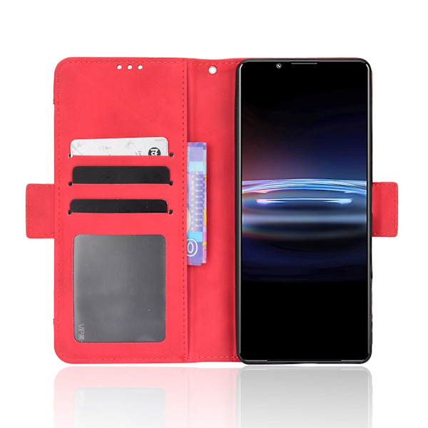 Sony Xperia Pro-i:lle pudotusta kestävä magneettikiinnitteinen läppäkotelo, useita korttipaikkoja, lompakkoteline, PU-nahkainen puhelinkotelo Red