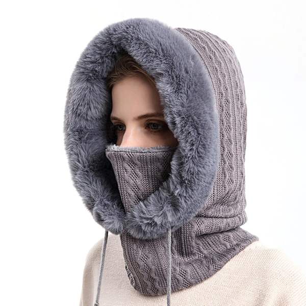 Vinterlue Utendørs Ridning Hodeplagg Kald Skilue Varm Skjerf Maske En Kald Ermelue Gray