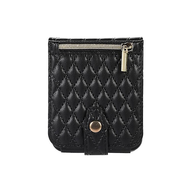 Crossbody-fodral i läder med diamantmönster för Samsung Galaxy Z Flip5 Black