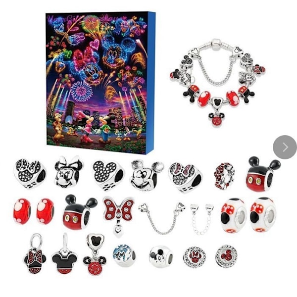 Adventskalender Armbånd 2024 Piger 24 Dage til Jul Nedtællingskalender DIY Smykkefremstillingskit Mickey Mouse alloy blind box model B