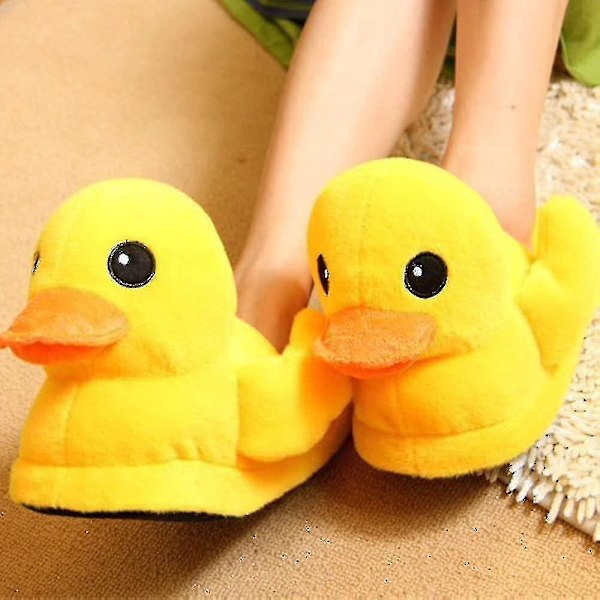 Älskares stora gula ankslippers söta plysch lilla gula anka docka hem väska häl bomullsskor B 6-8