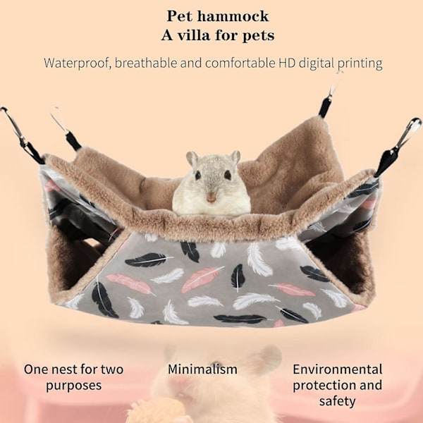 Hamsterin riippumatto, kaksikerroksinen, pehmeä, yleiskäyttöinen hamsterin riippumatto lemmikkieläinten tarvikkeet Pink L