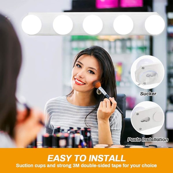 Vanity Mirror Light, Usb Led Mirror Light Lamp With 5 Led Bulbs 3 Color Modes For Bathroom Vanity Mirror Lighting