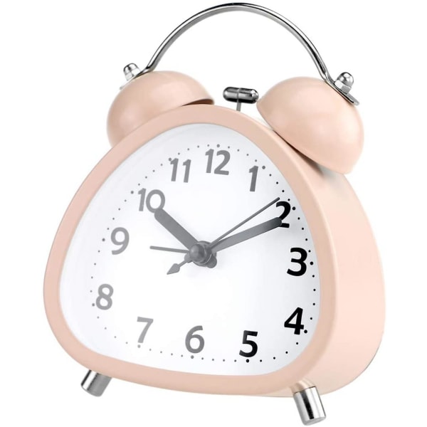 3 Small Triangle Analog Twin Bell Alarm Clock For Bedroom Teen, Cute Alarm Clock For Kids, With Backlight And Loud Alarm Clock For(pink)