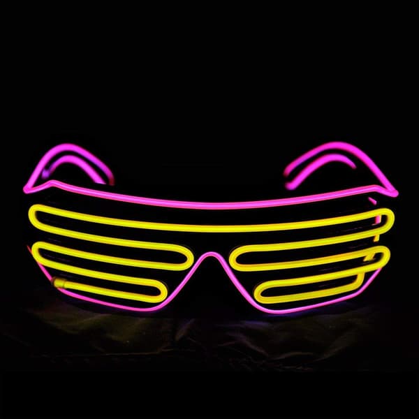 Glow Shutter Neon Rave Briller EL Wire Blinkende LED Solbriller Glow DJ Kostumer til Fest 80'erne EDM