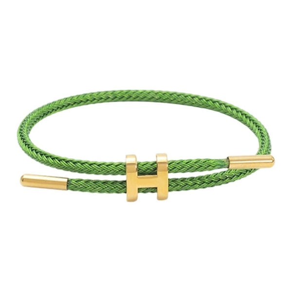 Stilfullt justerbart armband för kvinnor med 18k guldpläterat H-spänne, tillverkat av premium rostfritt ståltråd brun Green