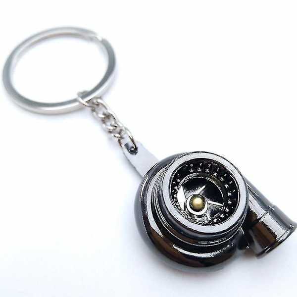 Bil Metal Nøglering Lyd Turbo Nøgle Glat Leje Spindende Model Turbine Turbo Ring Nøgle Turbo Formet Black