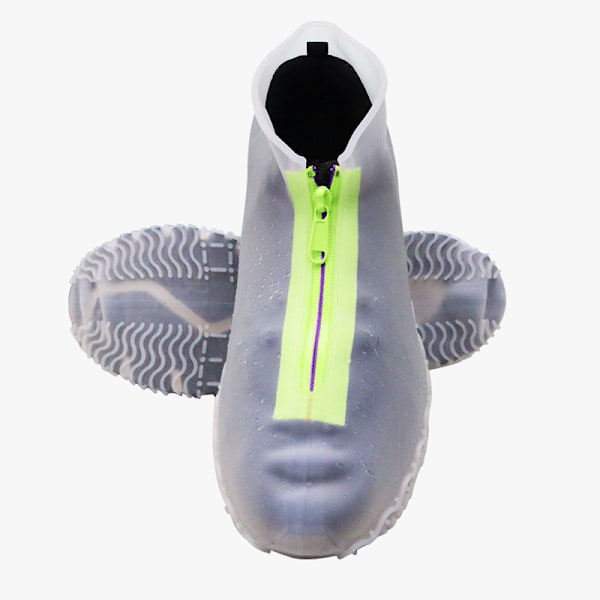 Vandtætte sko-overtræk med lynlås Transparent (green zipper version) L (size 39-42)