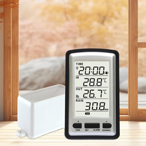 Regnsensor Trådløs Regnsensor Digital Display Termometer Måleverktøy Værsentral Nedbørshistorie Regnsensor Måler