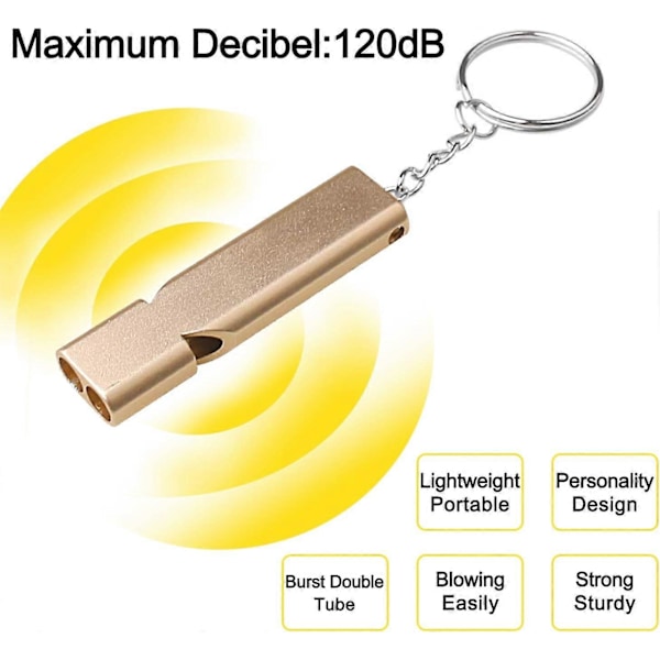 2-pack nödsignalvisselpipa - Guld Silver Dubbelrör Utomhus Överlevnadsvisselpipa