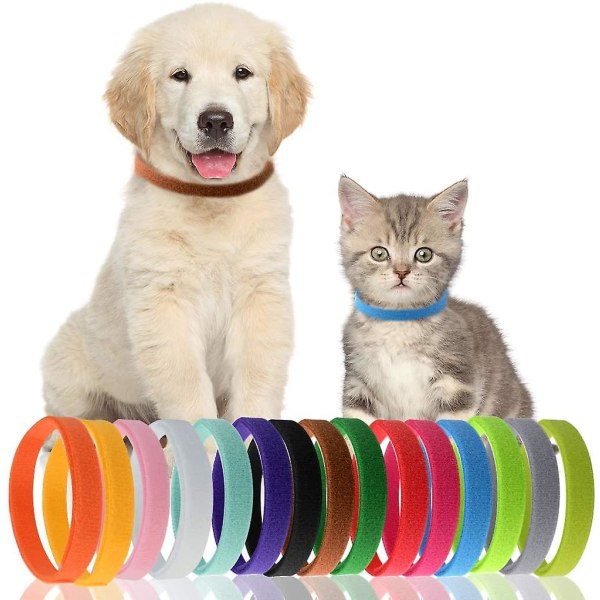 Valpe-ID-halsbånd, justerbare myke kattungehalsbånd, 15 farger
