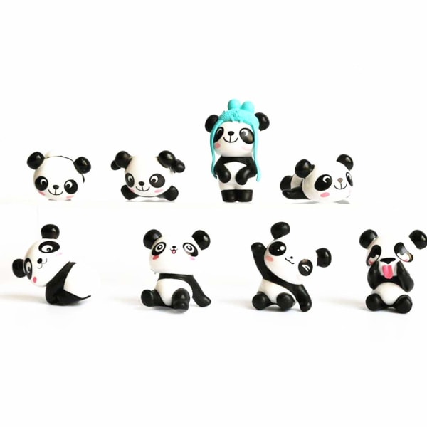 söpöjä pandapuutarhakakun koristeleluhahmoja.--