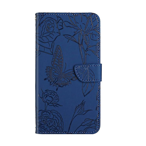 For Samsung Galaxy A05 Skin Feel Butterfly Præget Flip Læder Mobiltelefon Etui Blue