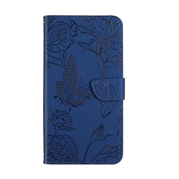Samsung Galaxy A05 -nahkakotelo, jossa perhosten kohokuviointi Blue
