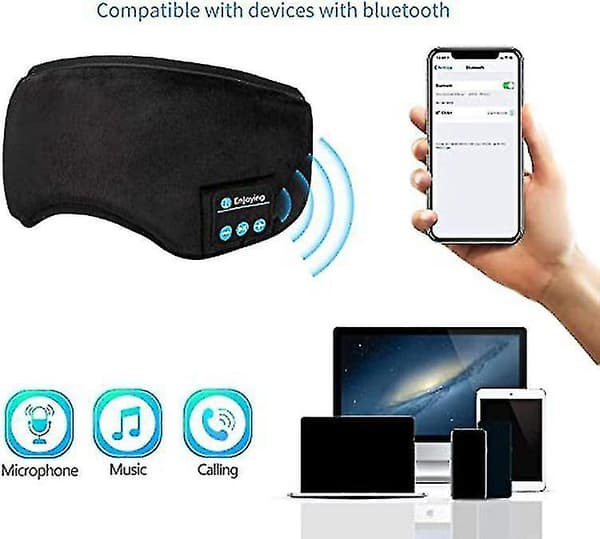 Bluetooth-hörlurar Mask Ögonhuvudband Sov Trådlöst Sovmusik Sport Mjuk