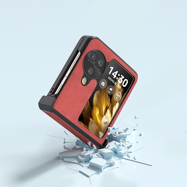 Abeel för Oppo Find N3 Flip 5g telefonfodral i PU-läder med gångjärnsskydd Red