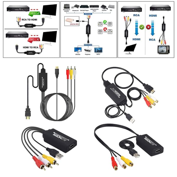 3RCA CVBs HDMI til RCA Kabeladapter HDMI til RCA Konverter til PC Bærbar DVD Type A
