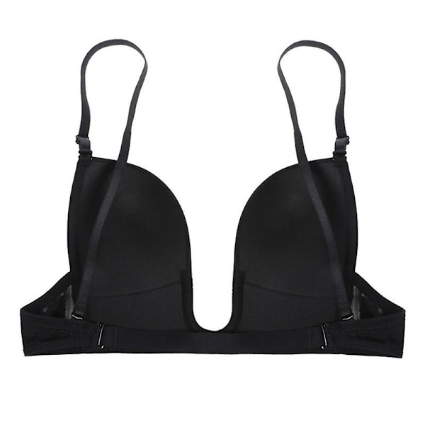 Dames Push-Up Bh med Dyb U-Udsnit, Multiway, Sømløs, Lav Udsnit black A cup