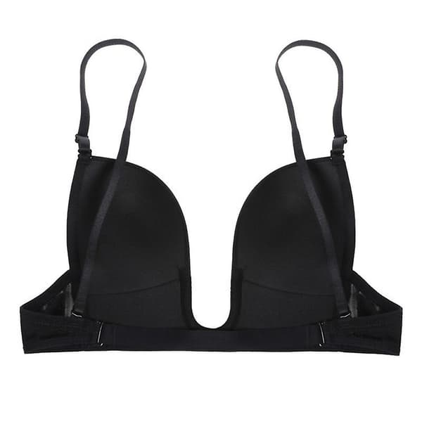 Dyp U-bh for kvinner, push-up, multiway, sømløs, lavt kutt black C cup