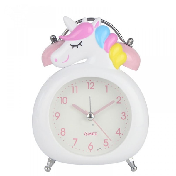 Cute Cartoon Rainbow Horse Unicorn Rings The Alarm Clock Children And Students Use The Silent Scanning Second Metal Bell At The Head Of The Bed