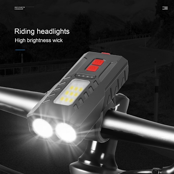 Cykellygte med høj lysstyrke, genopladelig, kompakt størrelse, flere lystilstande, USB-opladning, cykelforlygte