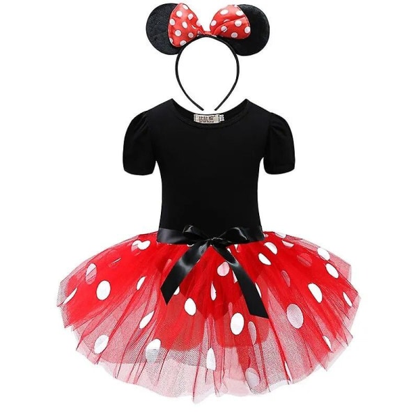2024 cos 1-6 år Babypige Mickey Pettiskirt Børn Sommertøj Børn Minnie Polka Dot Dress Piger Fødselsdagsfest Julekostume Minnie Dress C Red 12M