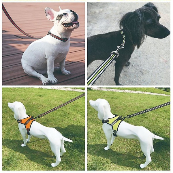 Reflekterende hundebånd, bånd i tradisjonell stil med enkel å bruke halsbåndskrok