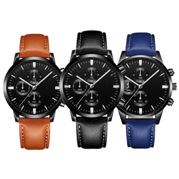 Herreur Ultratyndt Sort & Sølv Business Ur Læderrem Quartz black