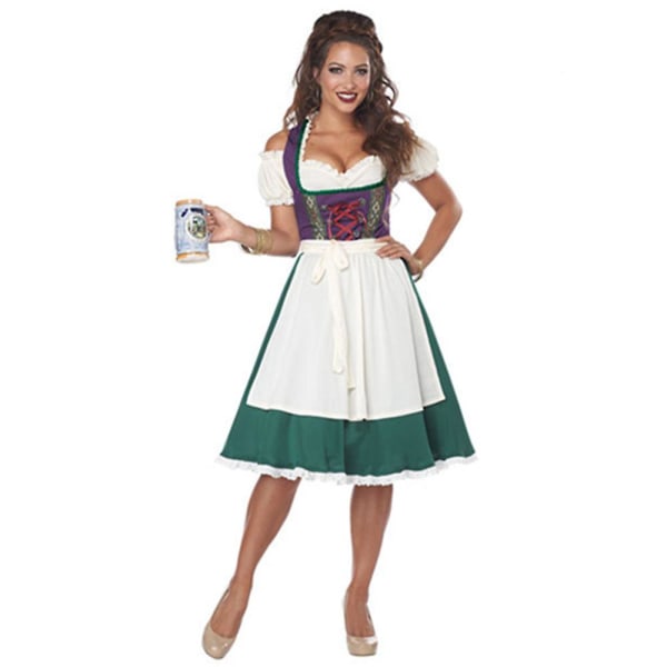 Carnival Lady Oktoberfest Dirndl Dress Bavarian Tavern Wench Waitress Maid Costume Cosplay Halloween Fancy Party Dress M