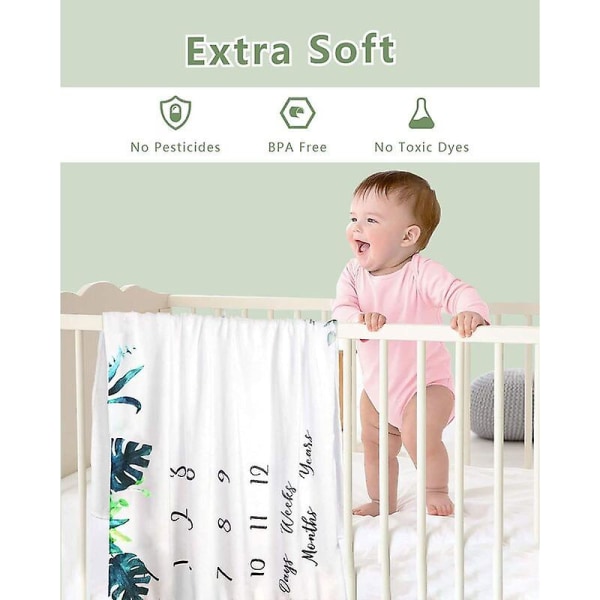 Monthly Baby Blanket, Milestone Baby Blanket Monthly Milestone Newborn Super Soft, Personalized Gift For Baby Showers, Unisex (120x100cm)