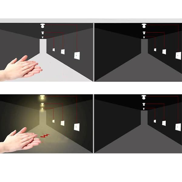 Stemmestyret LED-lysaffbryder med tidsforsinkelse, styret af lyd og lys Without light