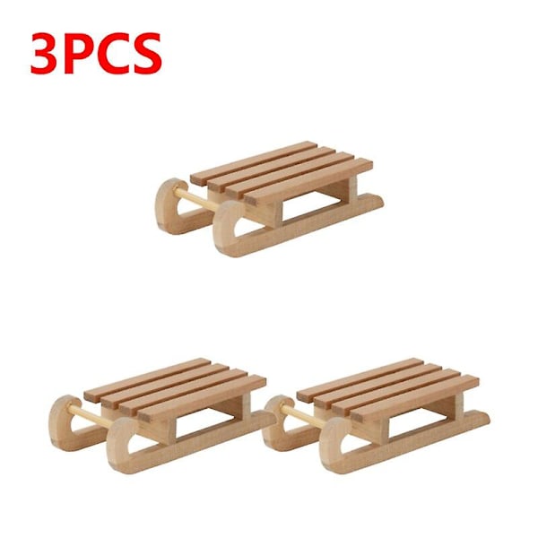 10-1 stk Mini Simulering Snø Sled Håndlaget Tre Sleigh Desktop Craft Hjem Decor Snø Sled Ornament Luktfri for Dukkehus   Fingerferdighet Spill 3pcs