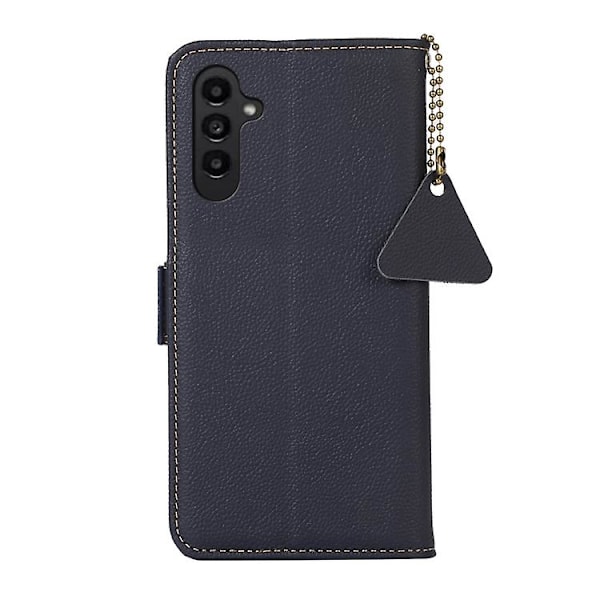 Til Samsung Galaxy S24 Side-magnetisk Tj Ægte Læder Rfid Mobiltelefon Etui Blue