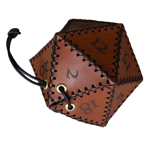 PU Læder D20 Terningpose, Polyhedral Terningpose Bærbar Snørepose til , Spil, DND Terningpose, Br