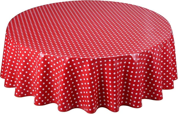 Home Direct Rund PVC Vaxduk 140cm Små Röda Prickar
