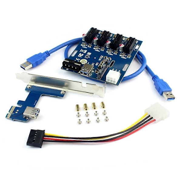 Pcie 1 - 4 Pci Express 1X -paikkaa Riser-kortti Mini Itx Ulkoiseen 4 Pci-E -paikkaa Adapteri Pcie Multipli