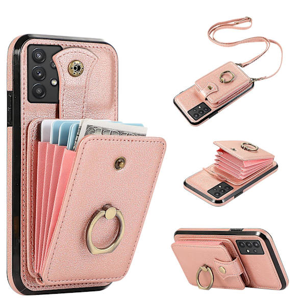 Samsung Galaxy A33 5g Fodral TPU+PU Läder Kortficka Stativ Baksida Pink