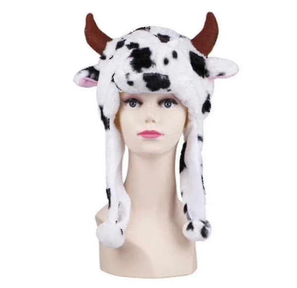 Plushdjurhuvor i rolig design - Storlek Cap Polyester med fleecefoder cow