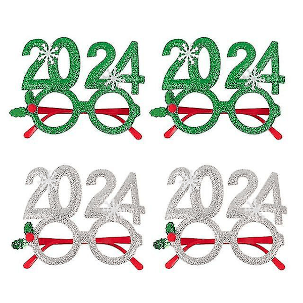 Nytår 2024 Briller Ramme Photobooth Rekvisitter Glædelig Jul Ornamenter Jul Navidad Gaver Nytårsaften Festartikler Dekorationer 4pcs Style 6