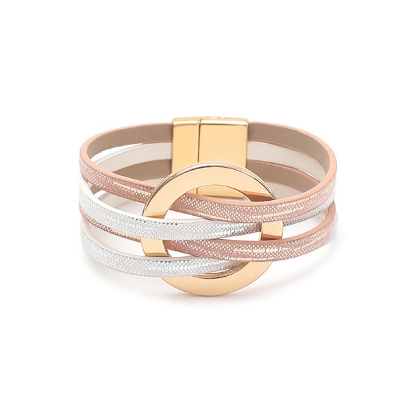 Læderarmbånd til kvinder 2022 Mode Armbånd & Armringe Elegant Multilayer Bredt Wrap Armbånd Kvindelige Smykker Gave White+Pink