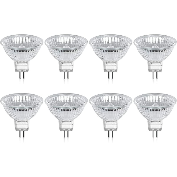 Halogen Bulb Gu5.3 Mr16 35w 12v Warm White 2800k Dimmable, Glass Cover 400 Lumens 2 Pin Replacement Spotlight, Pack Of 8 Cisea